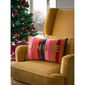 2 PCS NEXT Multi Bright Jingle Bright Stripe Velvet Christmas Cushion 278938
